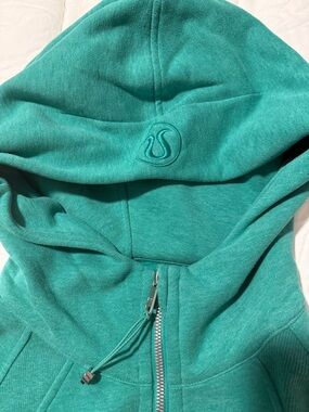 Lululemon Teal Green Scuba oversized half-zip Hoodie - Embossed Logo. Like New.